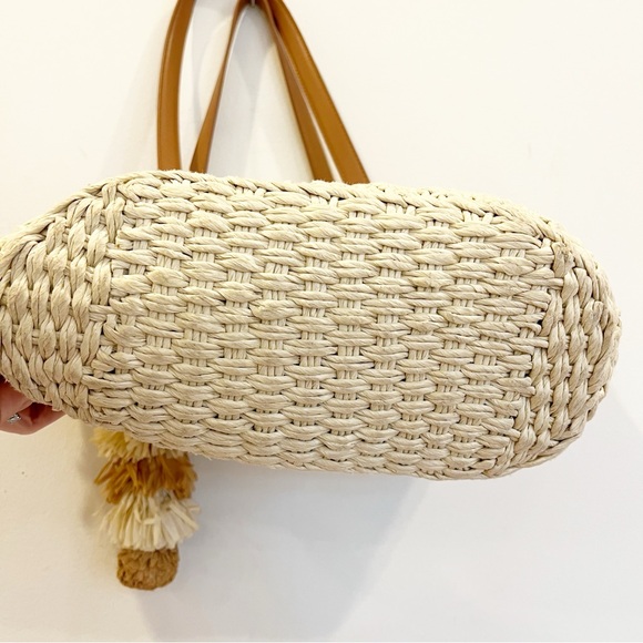 Spartina 449 Bag Womens Straw Fringe Tote Palmetto Leather Straps Beach Resort - Picture 11 of 16